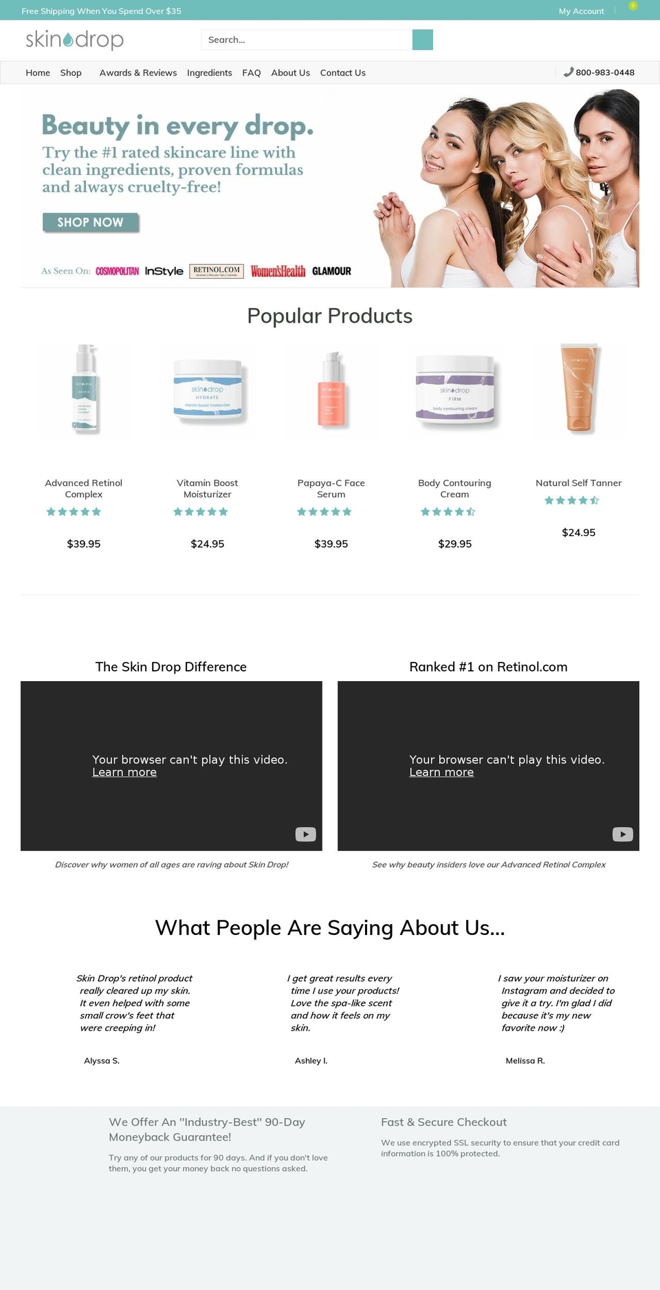 skindrop.com shopify website screenshot
