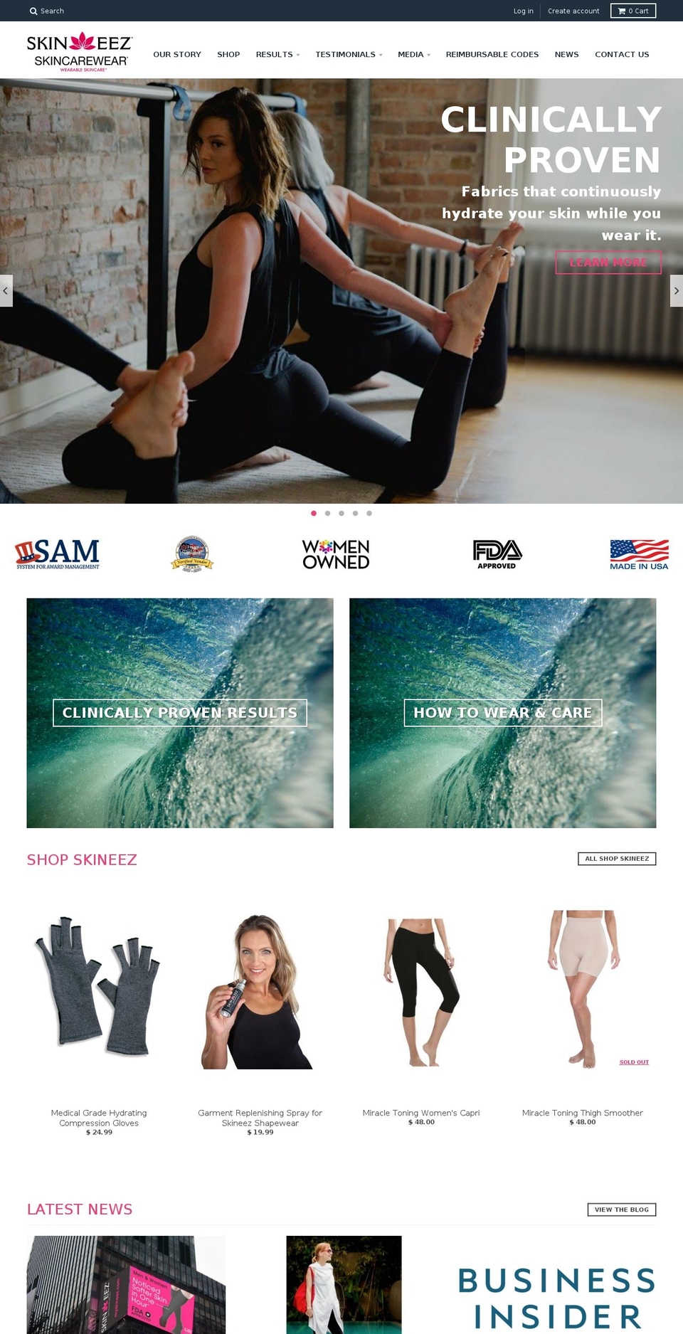 skineezskincarewear.org shopify website screenshot