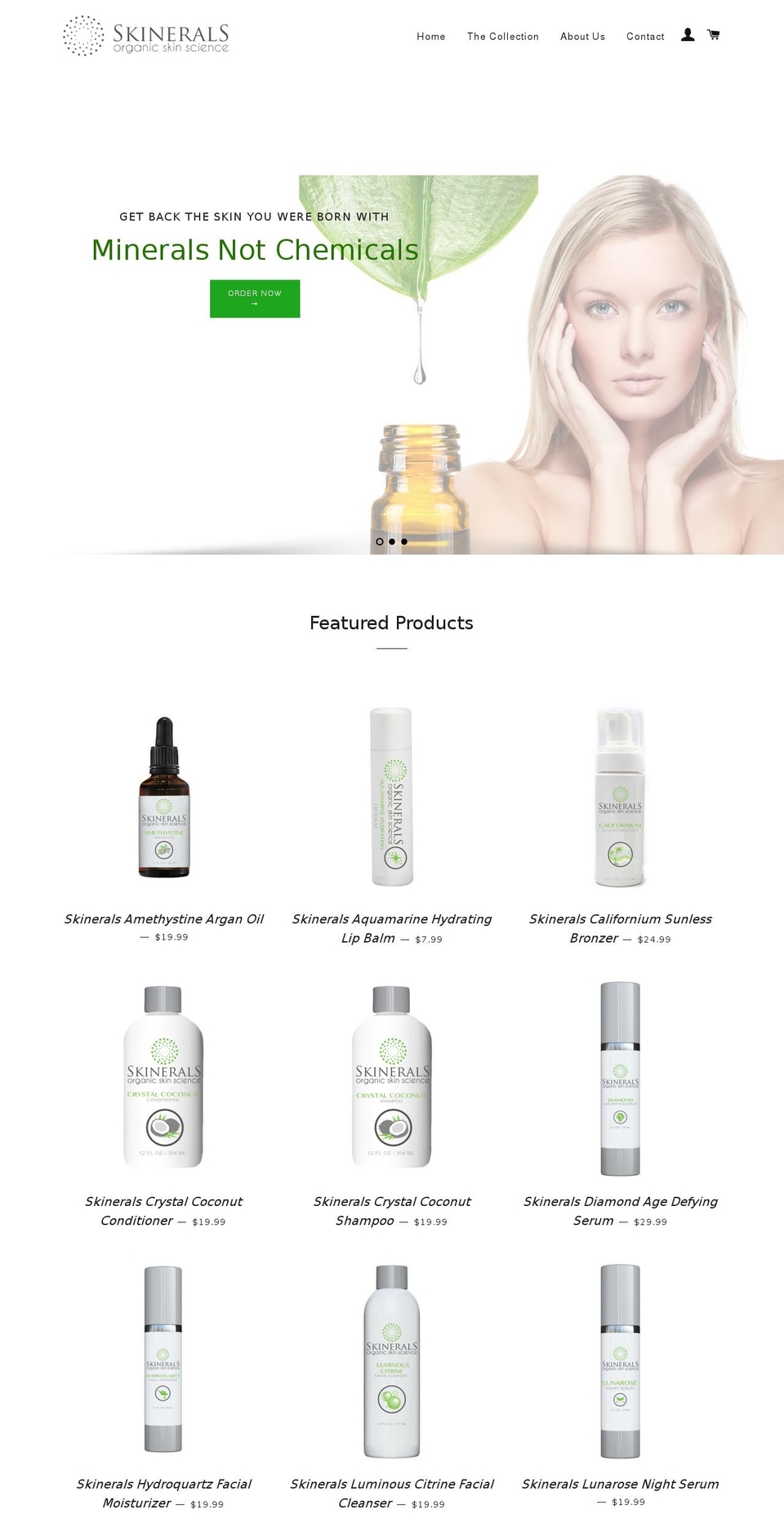 skinerals.com shopify website screenshot