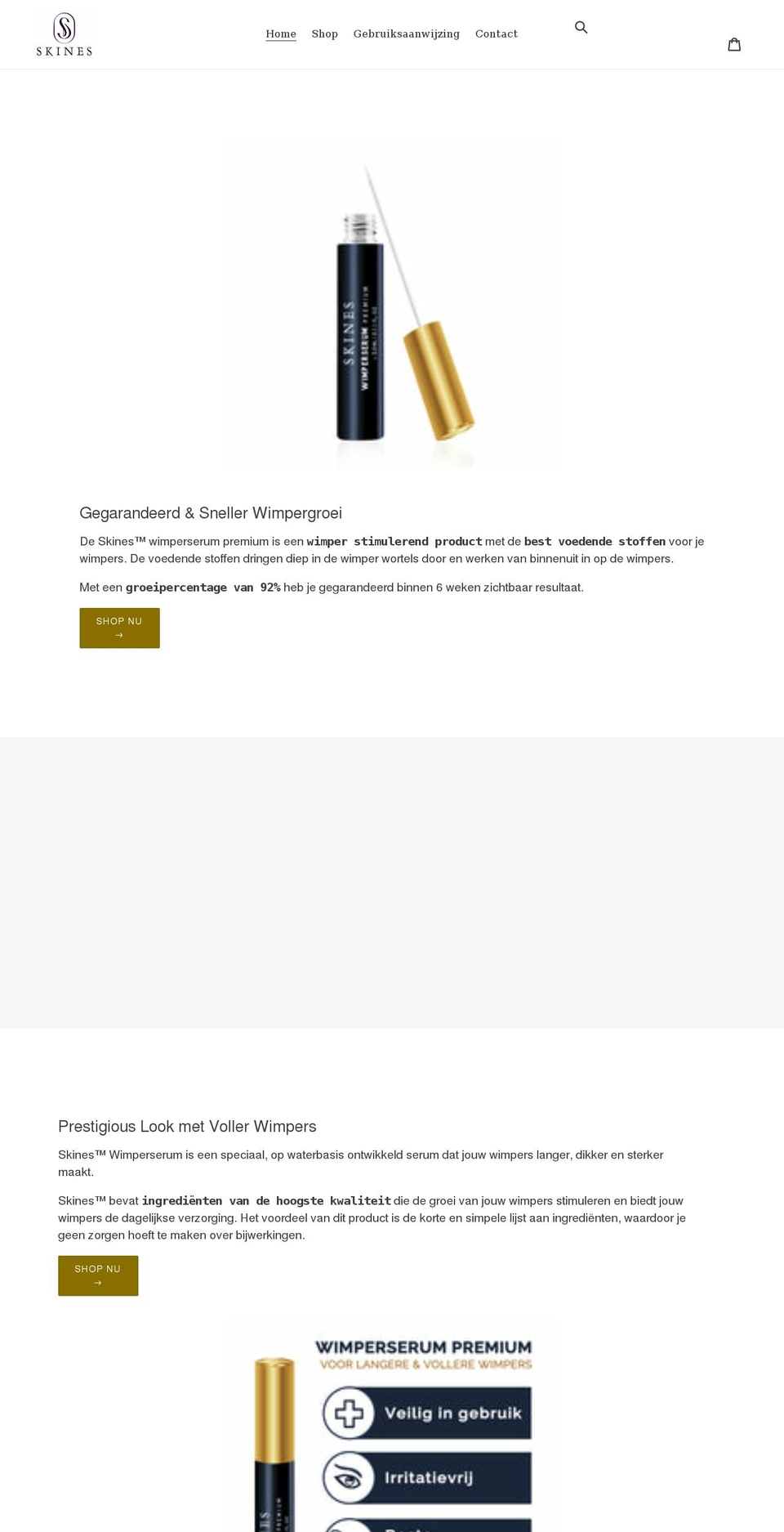 skineswimperserum.nl shopify website screenshot