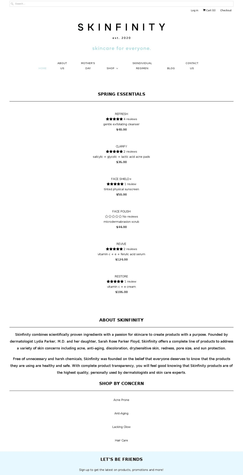 skinfinity.com shopify website screenshot