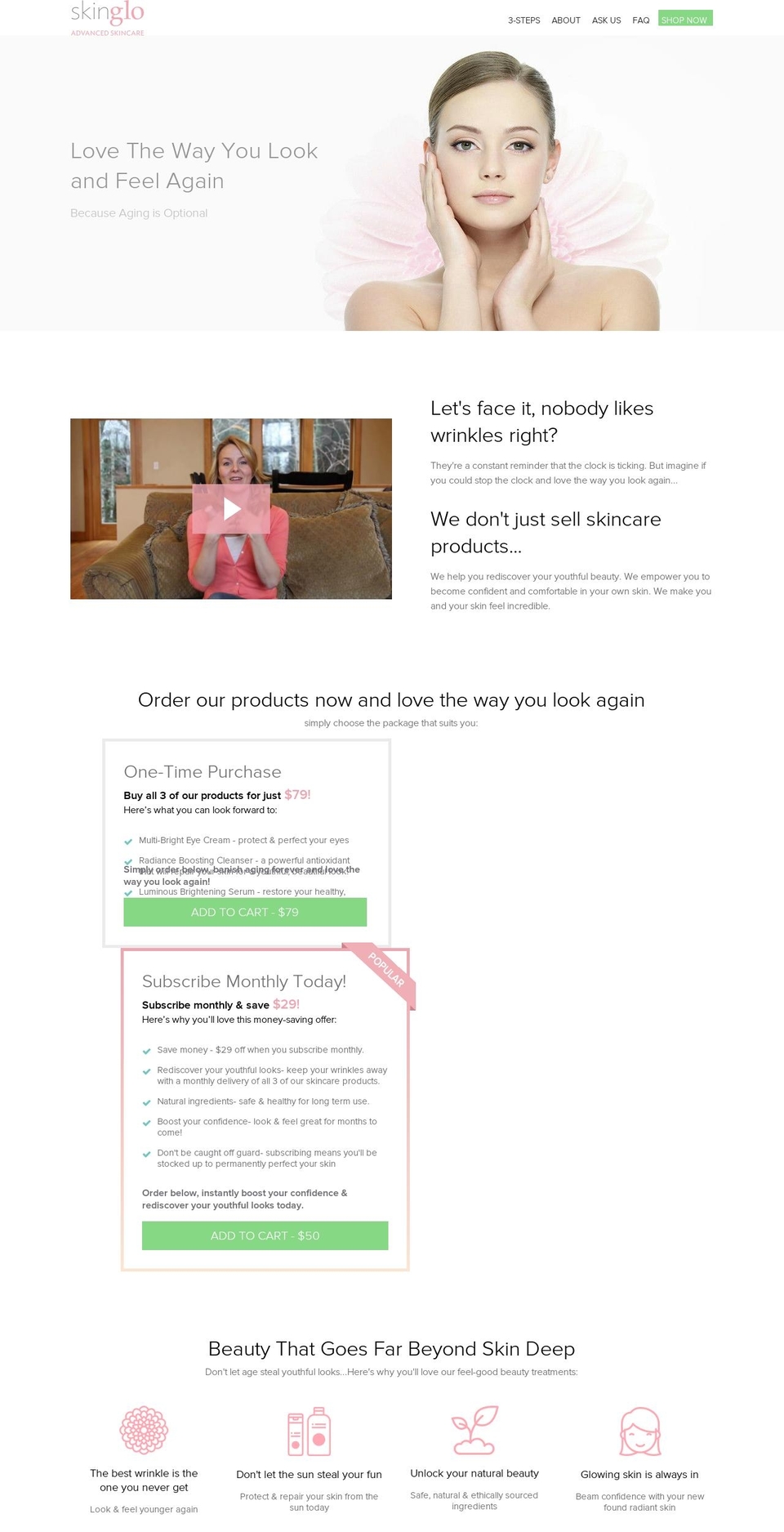 skinglo.com shopify website screenshot
