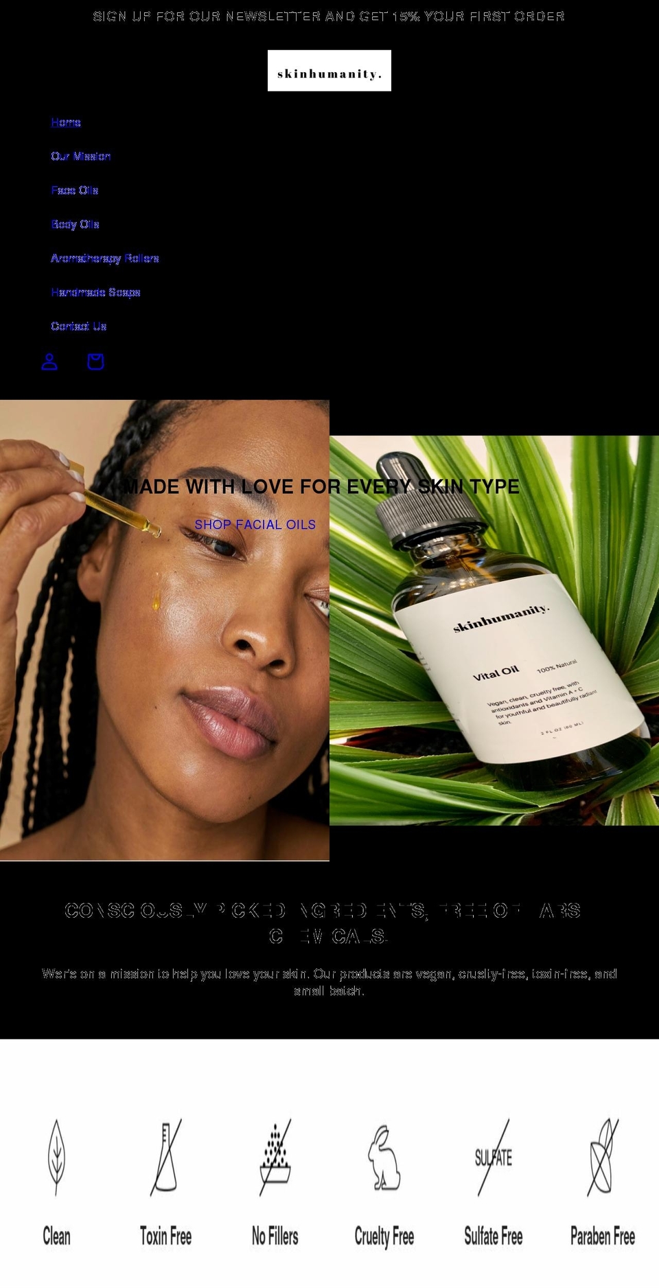 skinhumanity.com shopify website screenshot