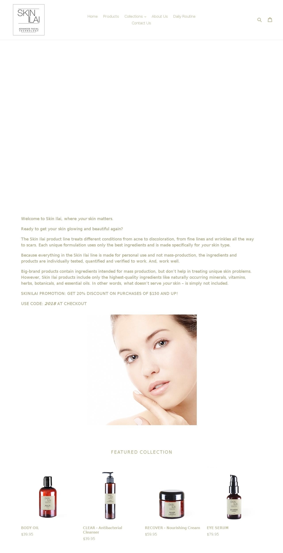 skinilai.com — Shopify storefront screenshot