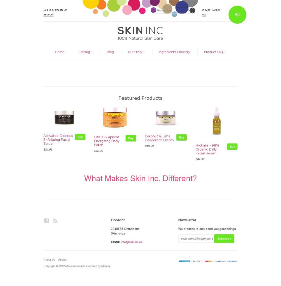 skininc.org shopify website screenshot