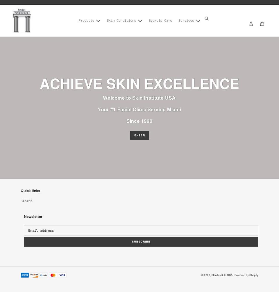 skininstituteusa.com shopify website screenshot