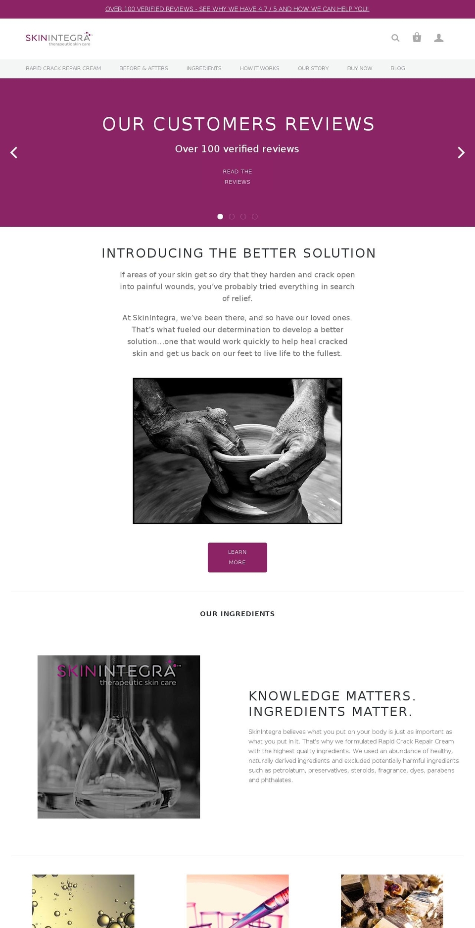 skinintegra.com shopify website screenshot