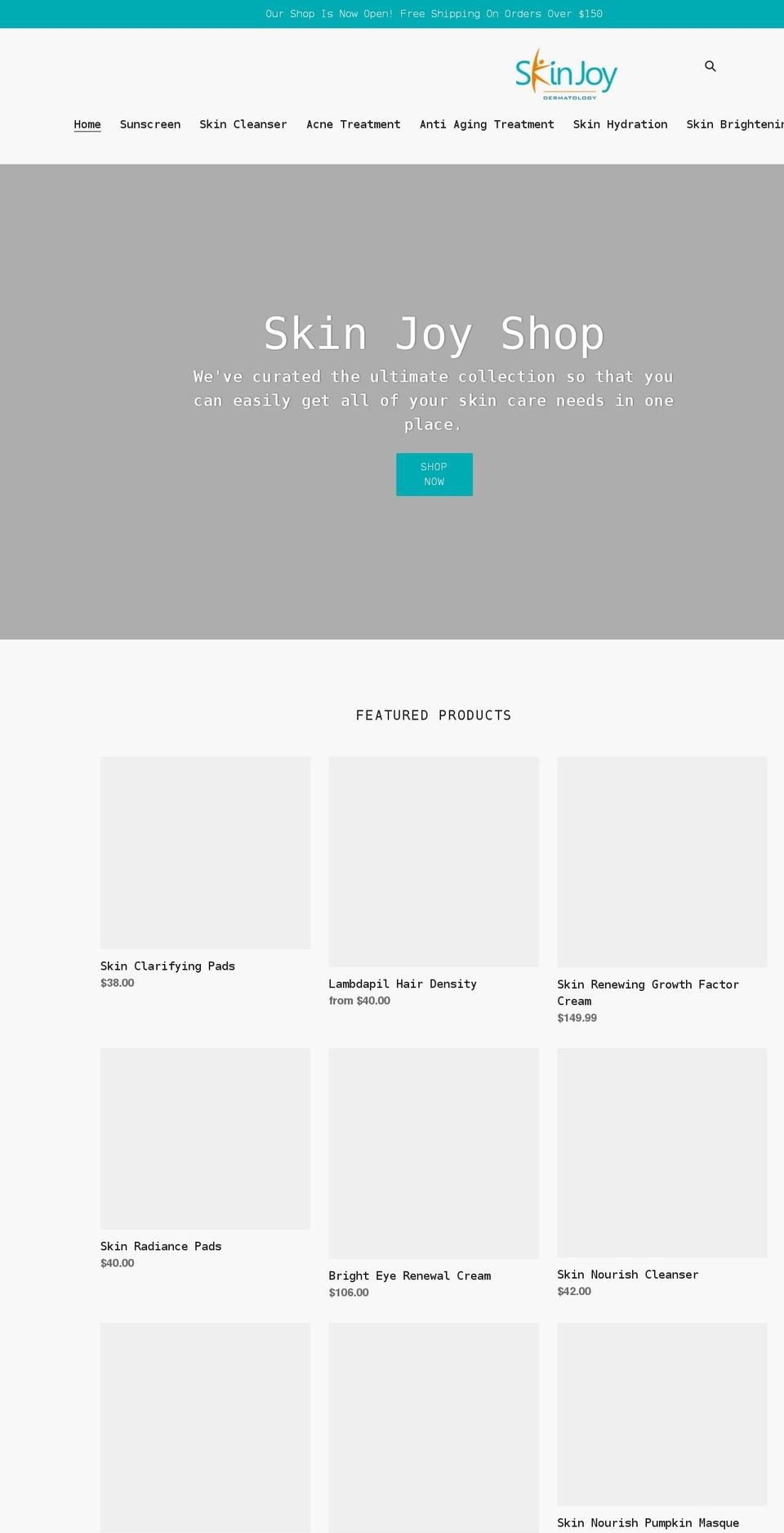 skinjoyshop.com shopify website screenshot