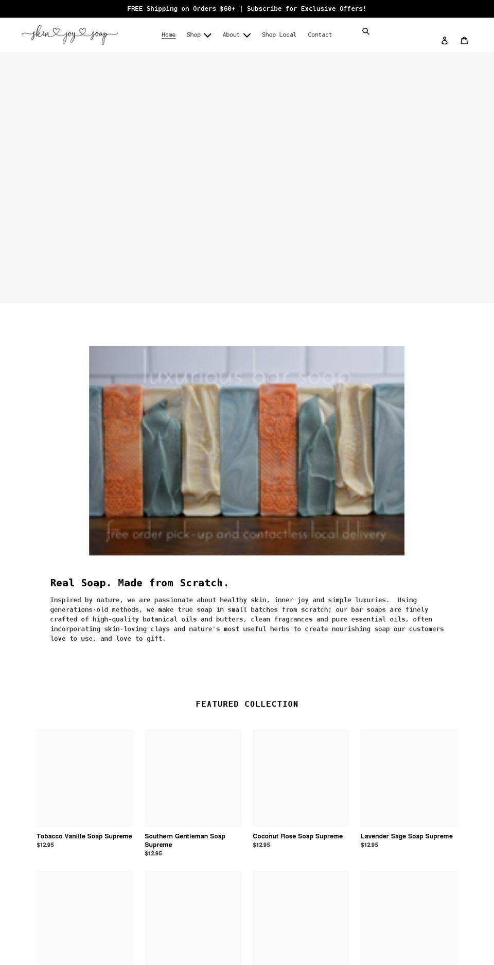 skinjoysoap.com shopify website screenshot