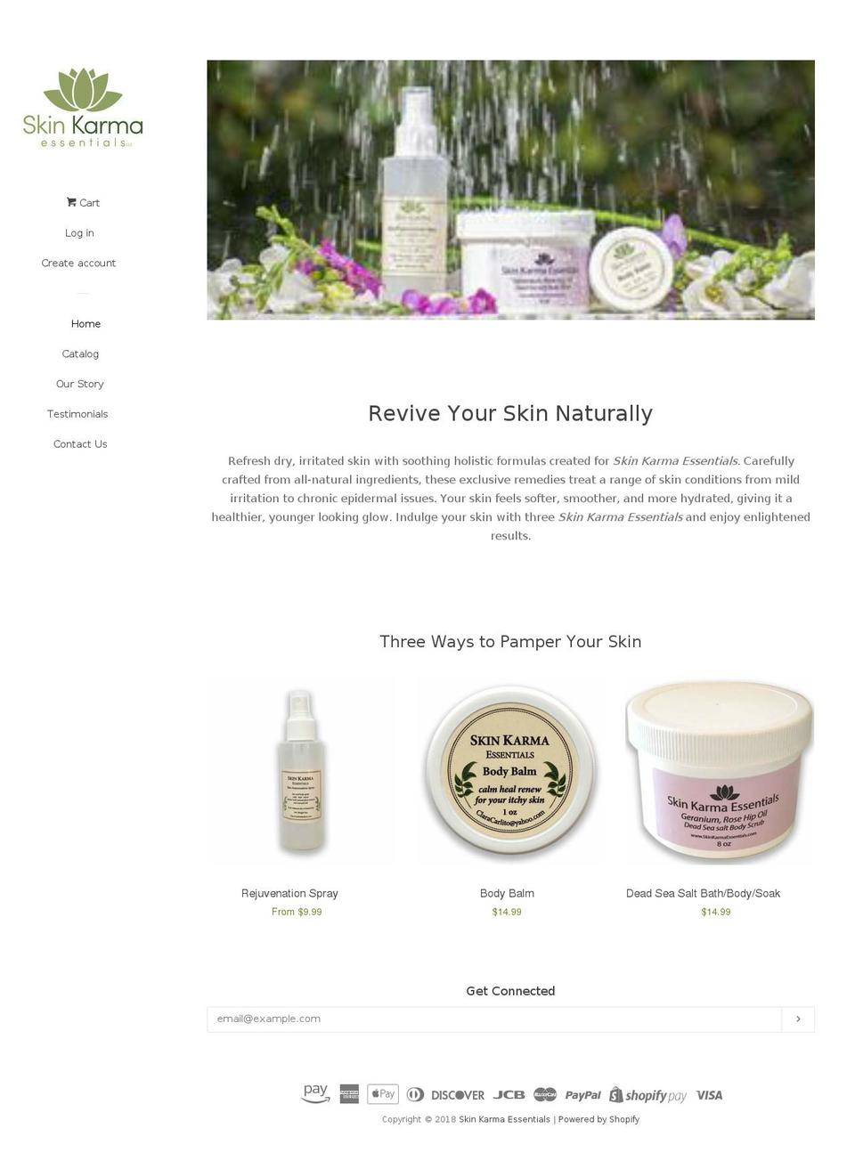 skinkarmaessentials.com shopify website screenshot