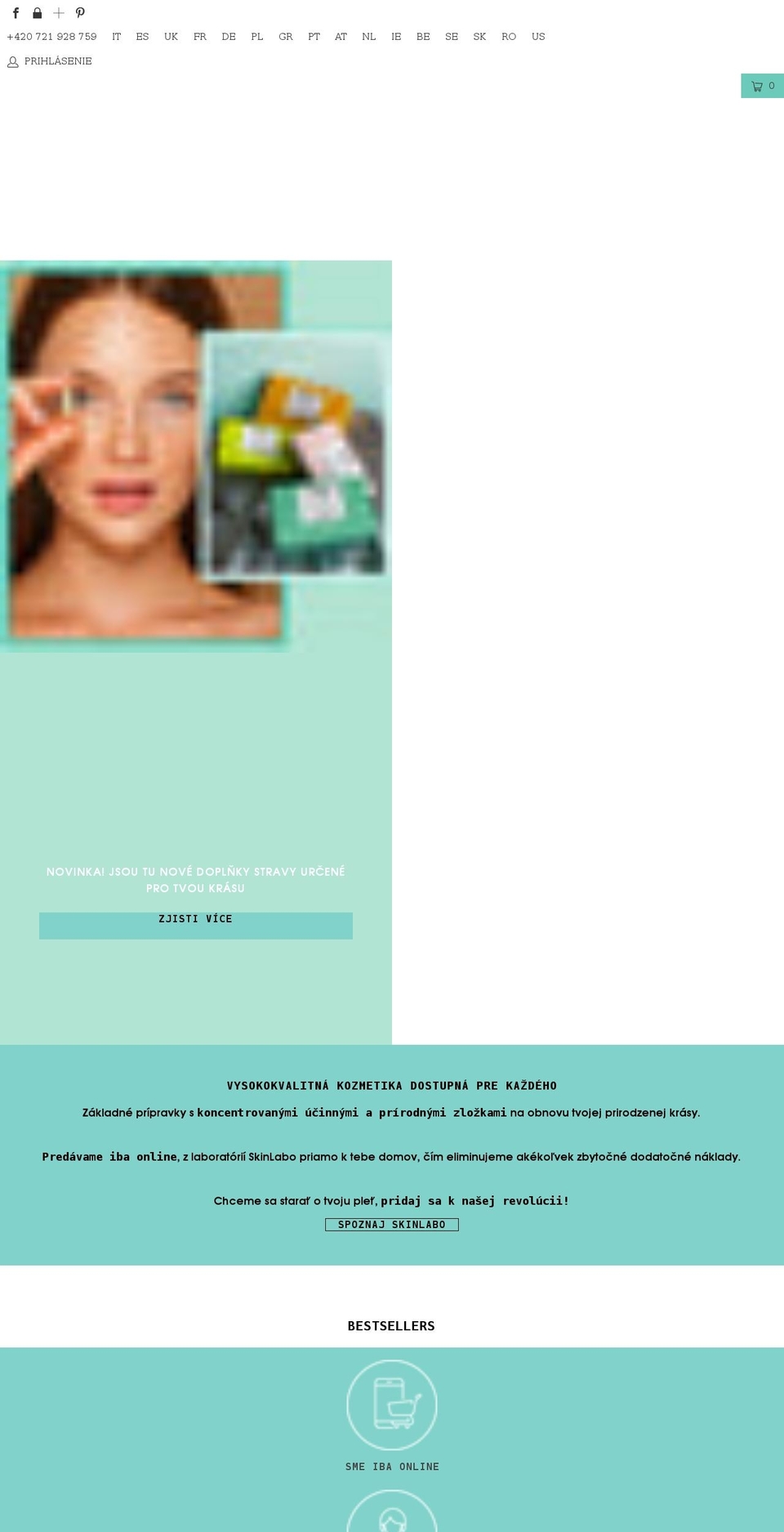 skinlabo.cz shopify website screenshot