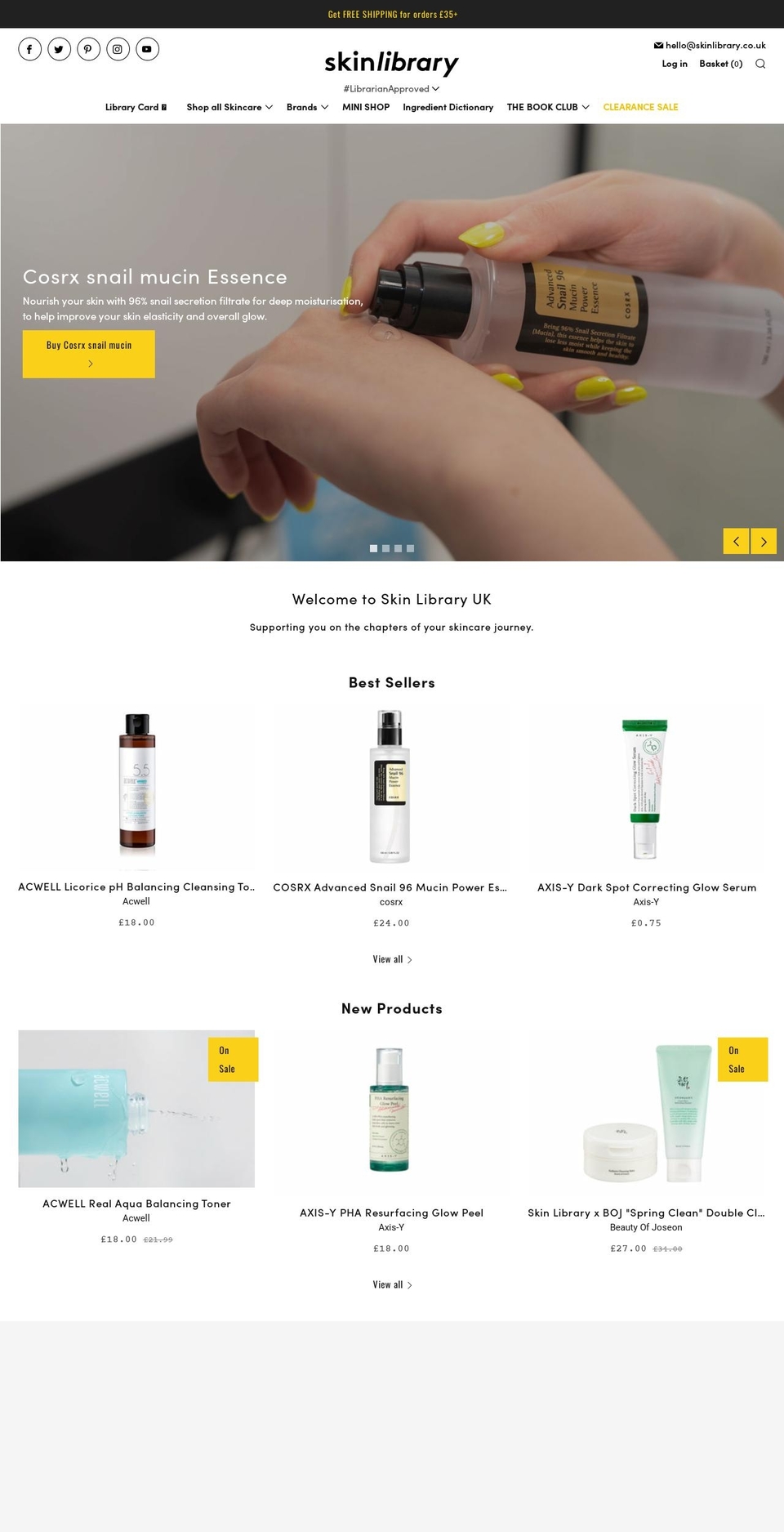 skinlibrary.co.uk shopify website screenshot
