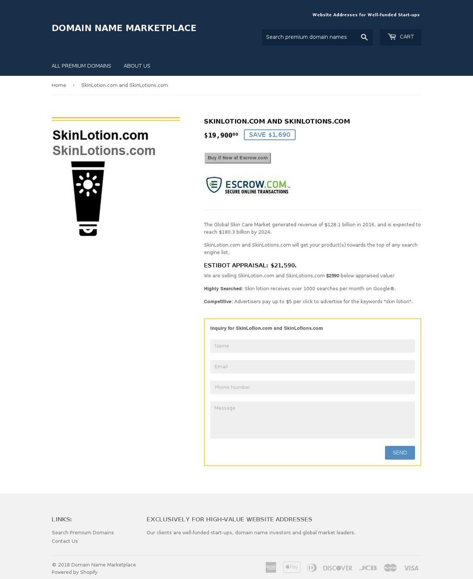 skinlotion.com — Shopify storefront screenshot