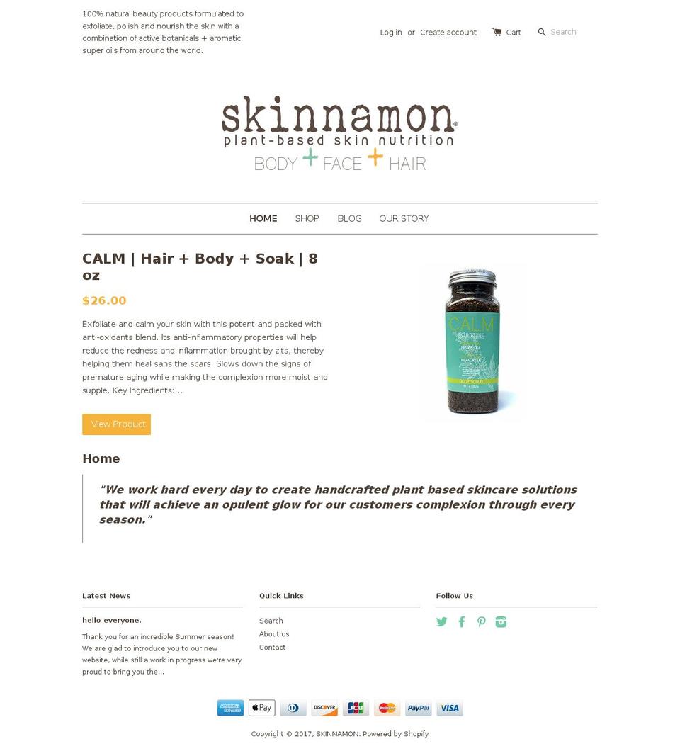 skinnamon.com shopify website screenshot
