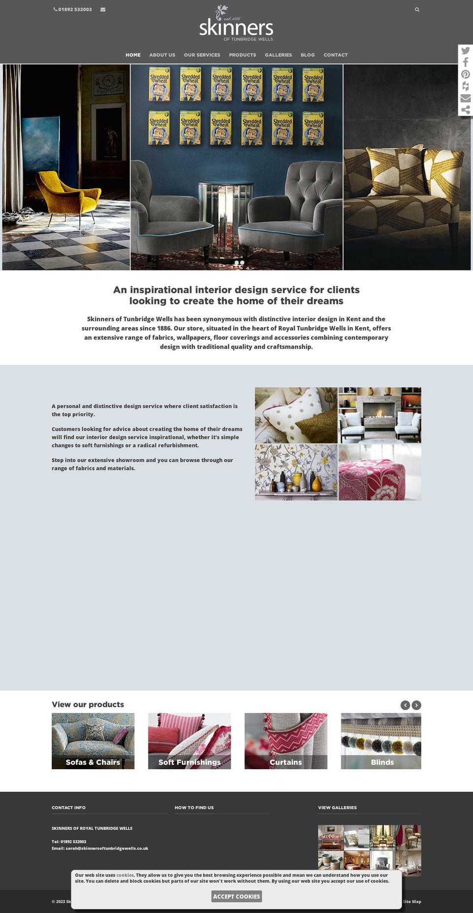skinnersoftunbridgewells.co.uk shopify website screenshot