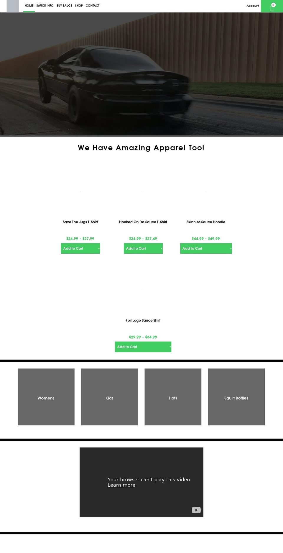 skinniessauce.com — Shopify storefront screenshot