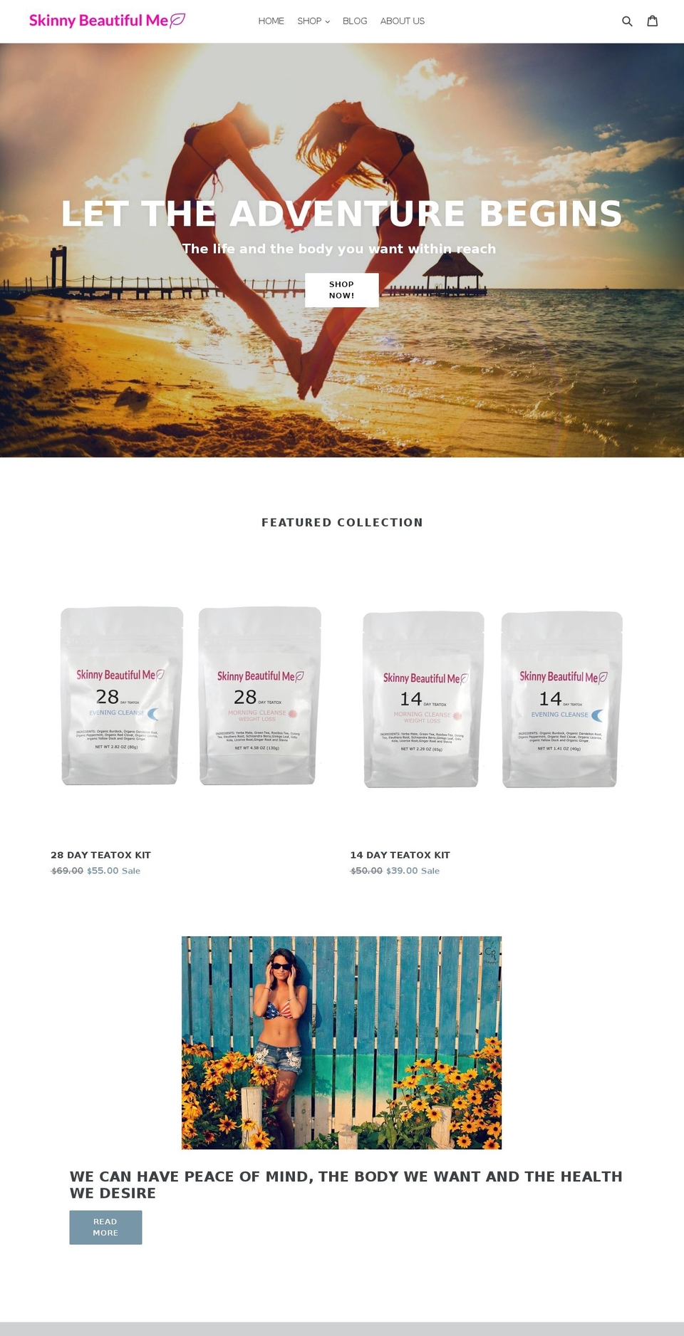 skinnybeautifulme.com — Shopify storefront screenshot