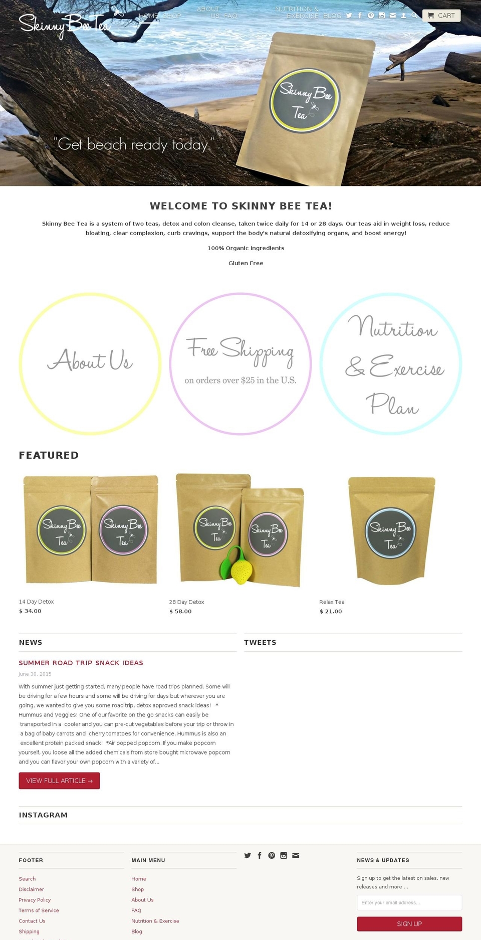 skinnybeetea.com shopify website screenshot