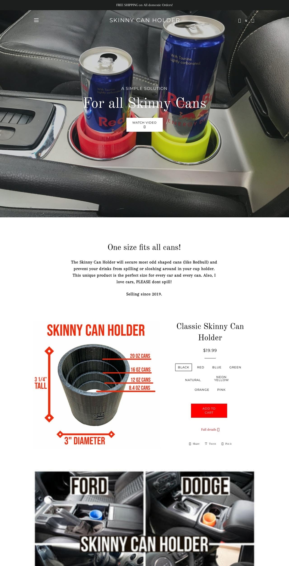 skinnycanholder.com — Shopify storefront screenshot
