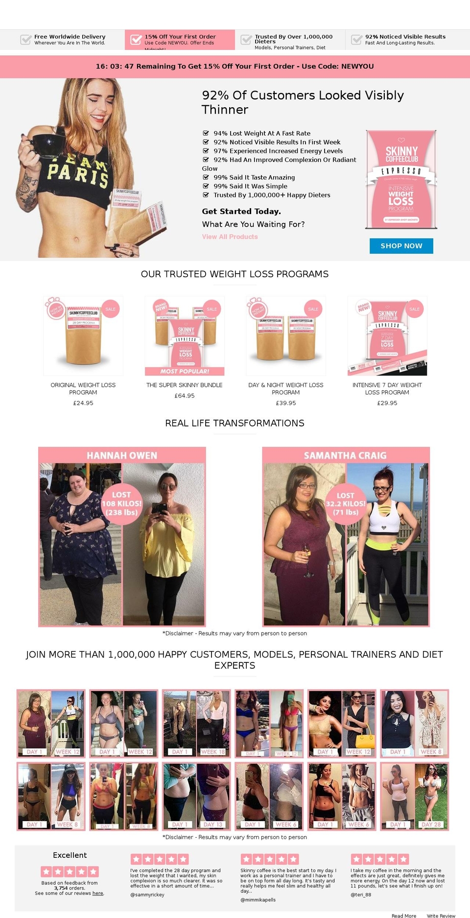 skinnycoffeeclub.net shopify website screenshot