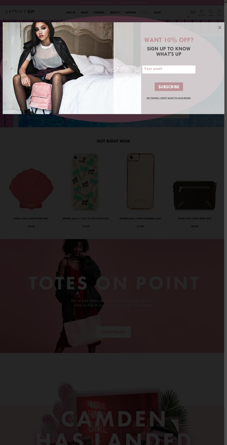 skinnydiplondon.com shopify website screenshot