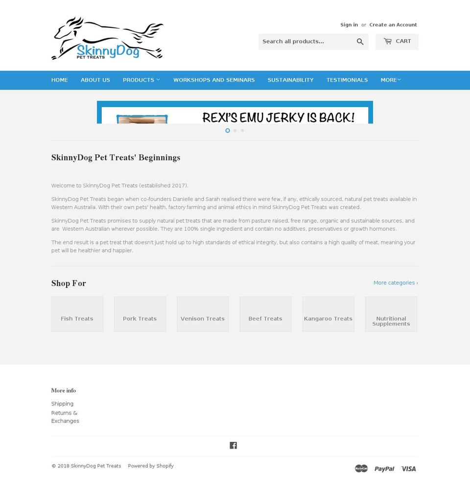 skinnydogpettreats.com — Shopify storefront screenshot