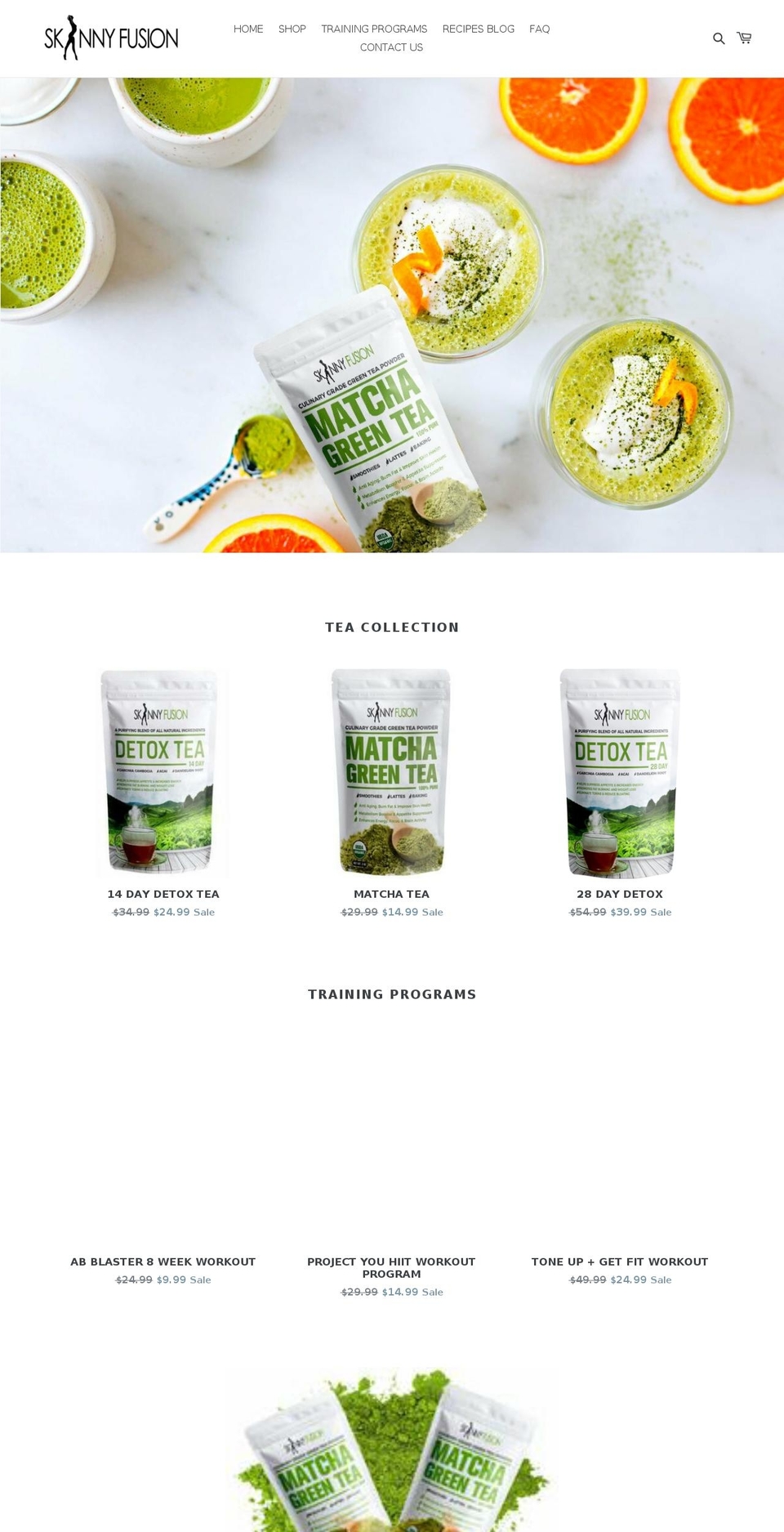 skinnyfusiontea.com — Shopify storefront screenshot
