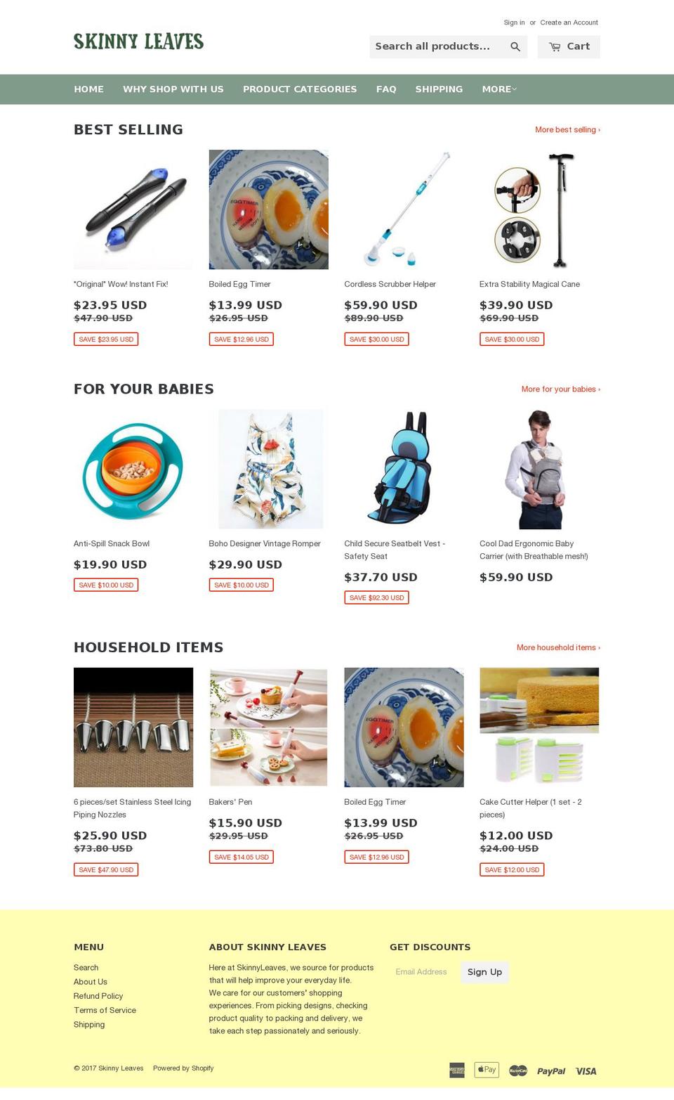 skinnyleaves.com shopify website screenshot