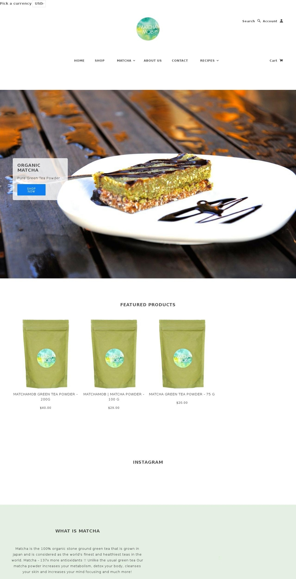 skinnymatchamob.com shopify website screenshot
