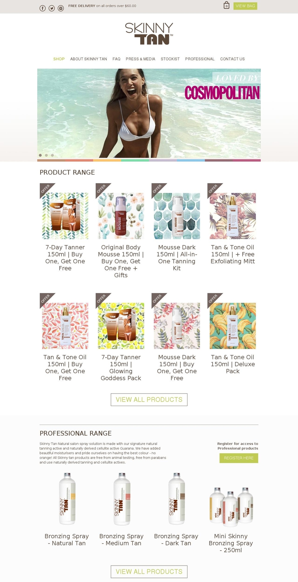 skinnytan.com.au shopify website screenshot