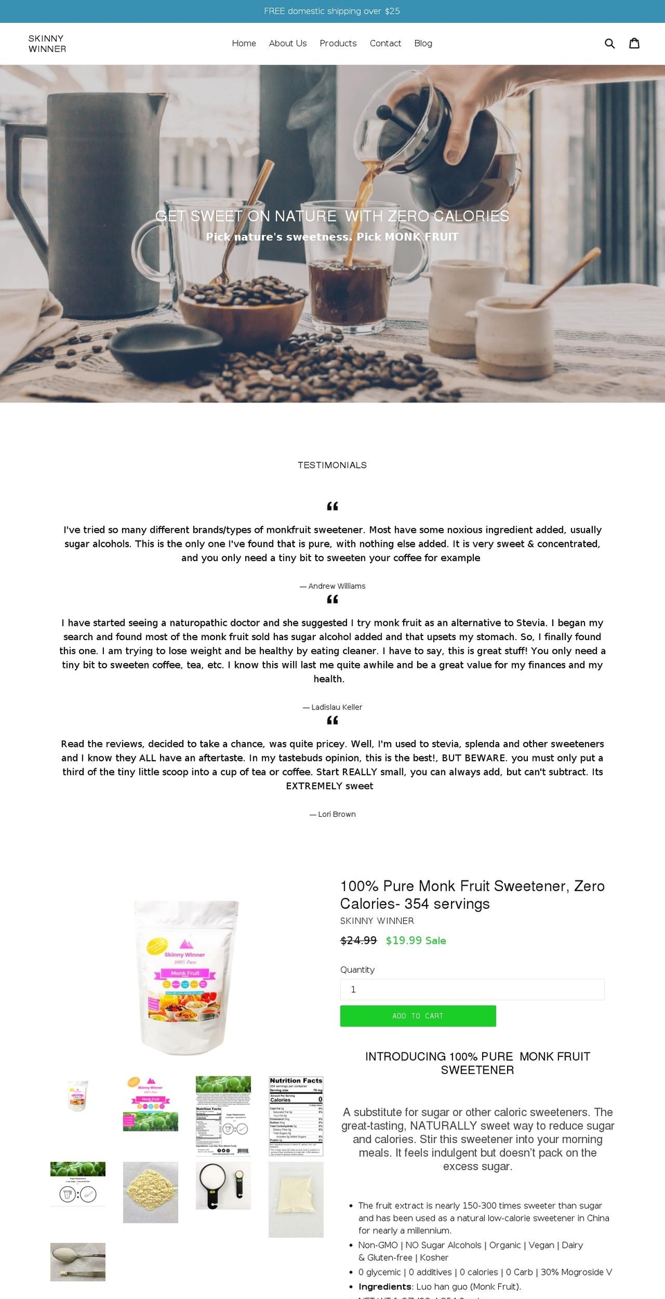 skinnywinner.com — Shopify storefront screenshot