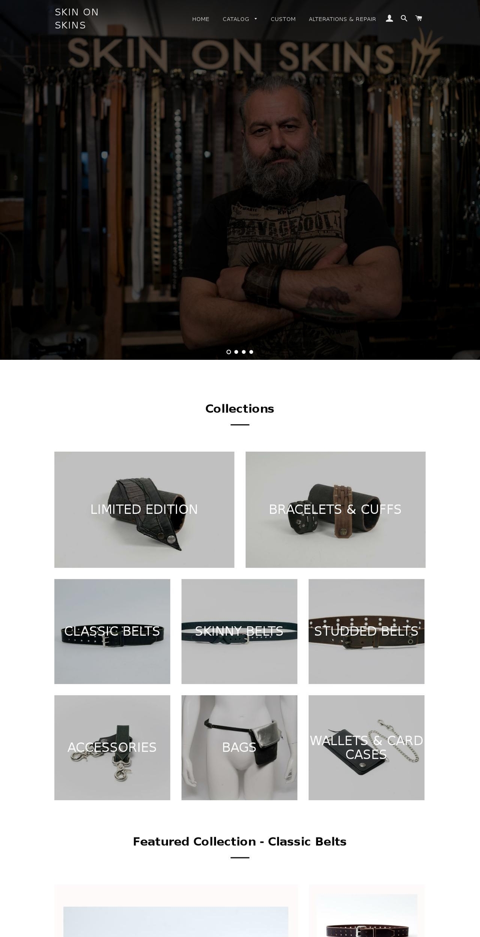 skinonskins.com shopify website screenshot