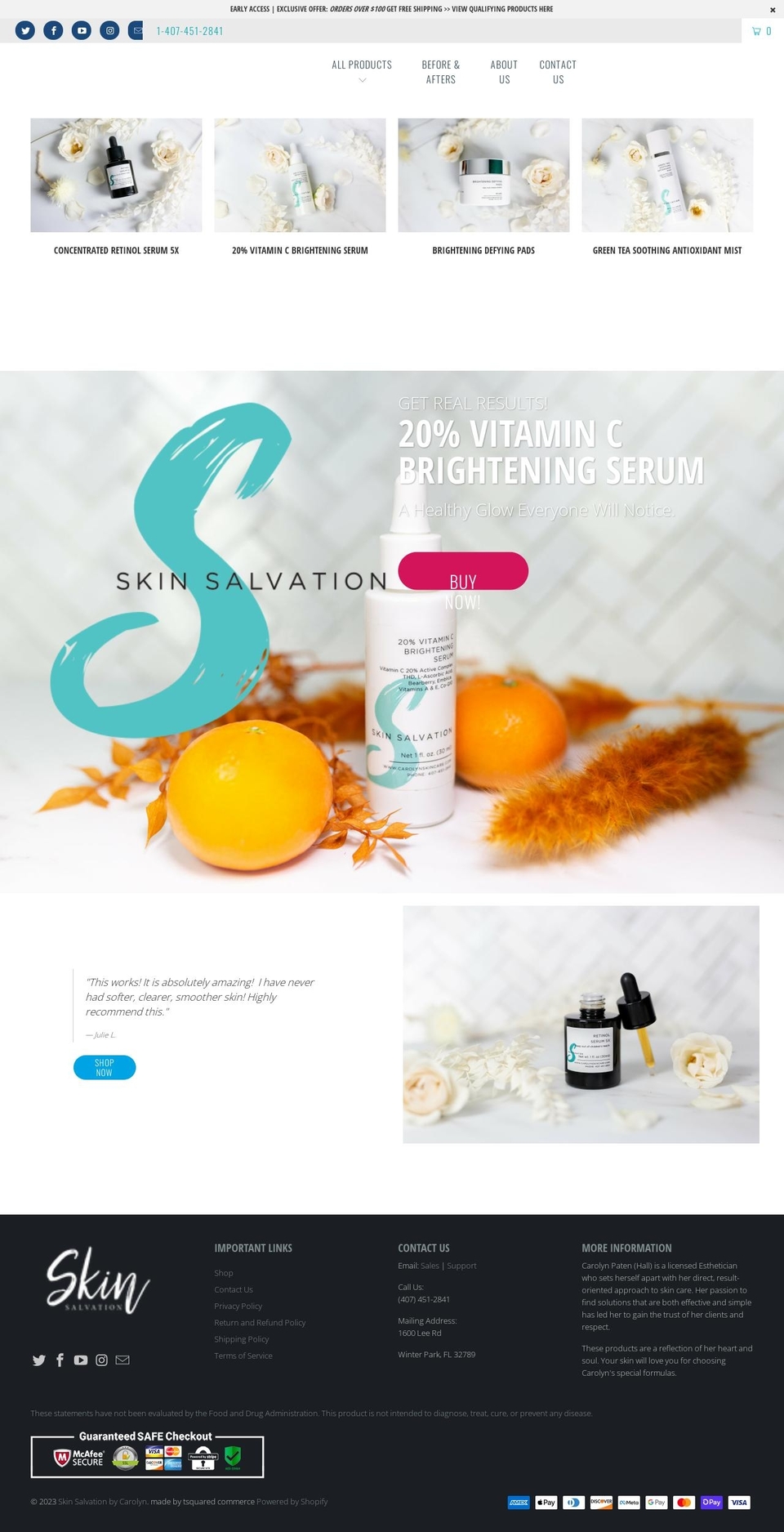 skinsalvationbycarolyn.com shopify website screenshot