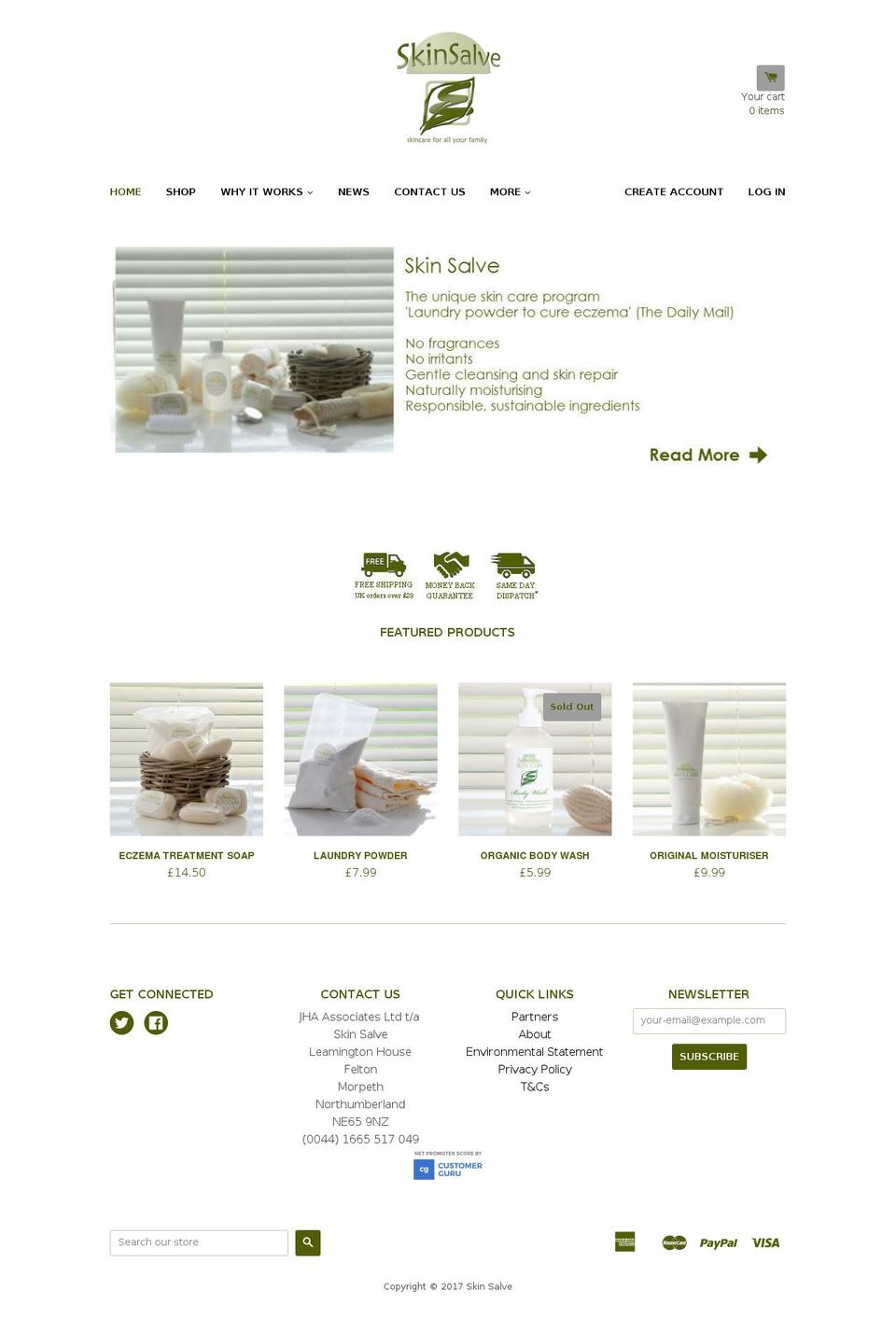 Home Shopify theme site example skinsalveation.co.uk