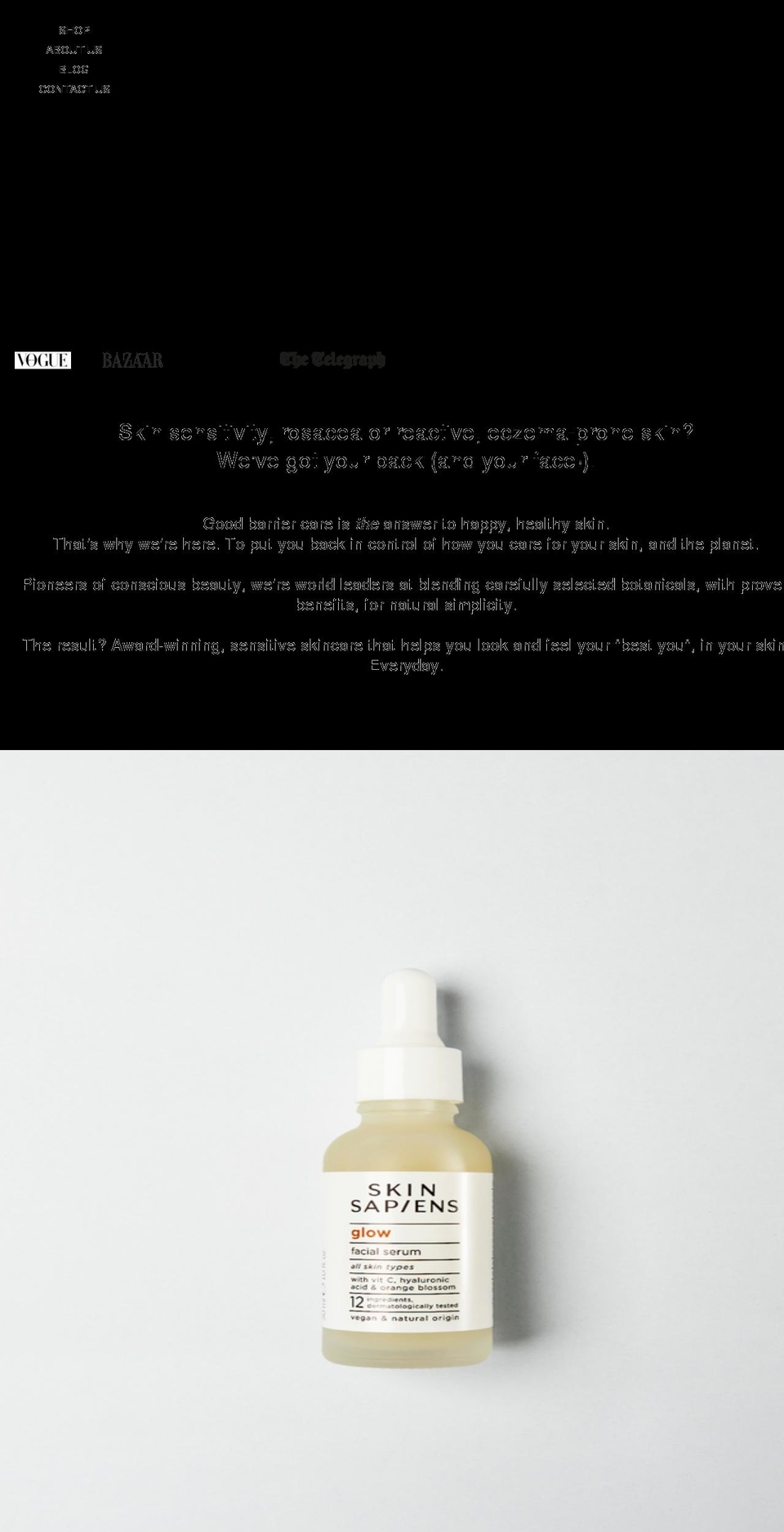 skinsapiens.com shopify website screenshot