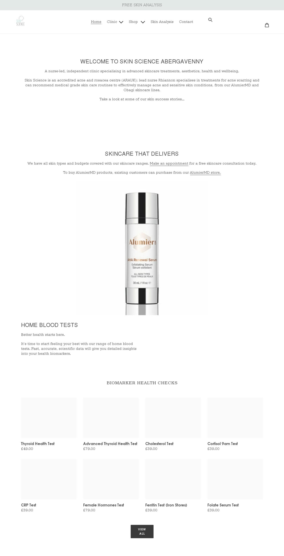 skinscienceabergavenny.co.uk shopify website screenshot