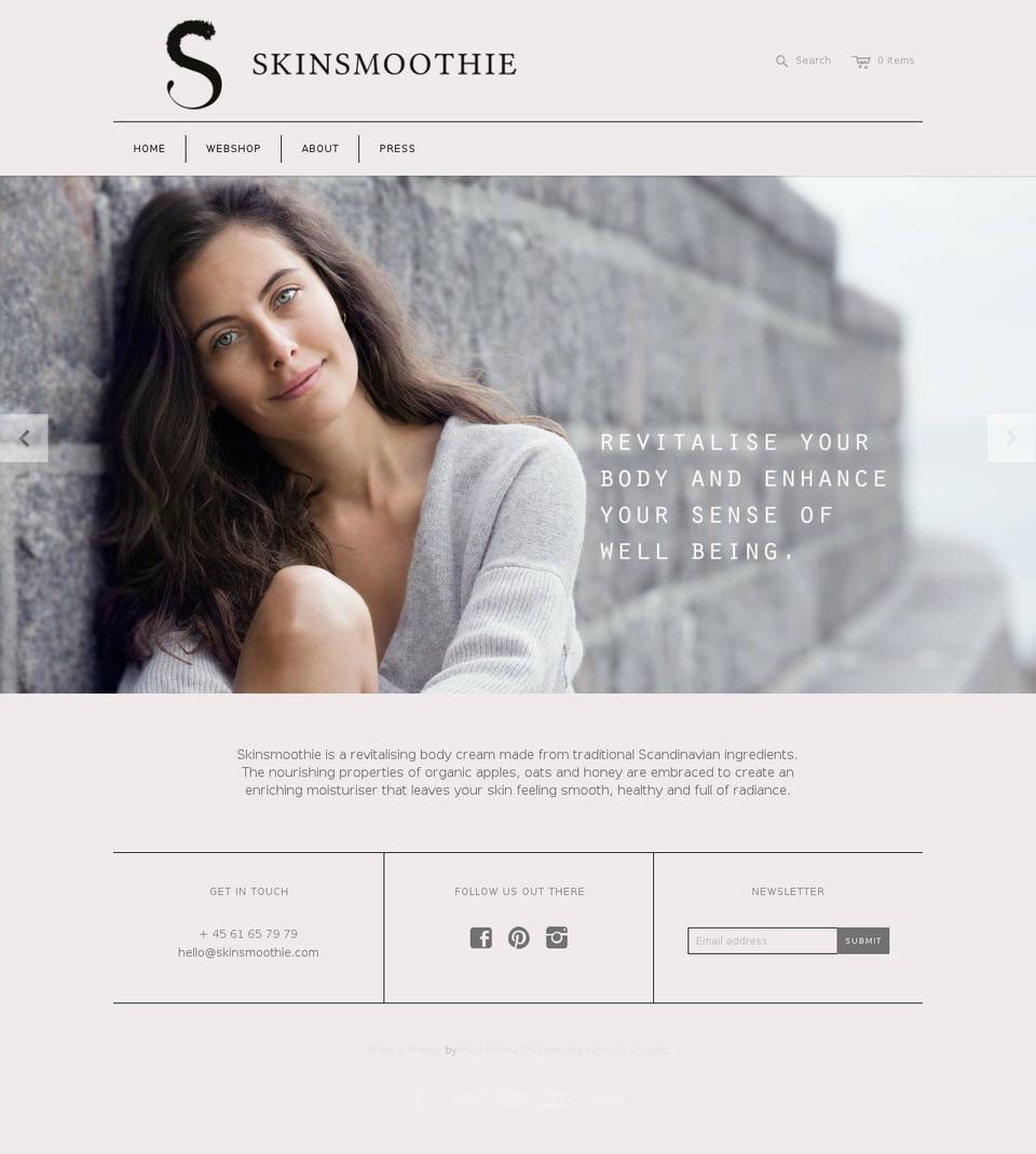 skinsmoothie.dk shopify website screenshot