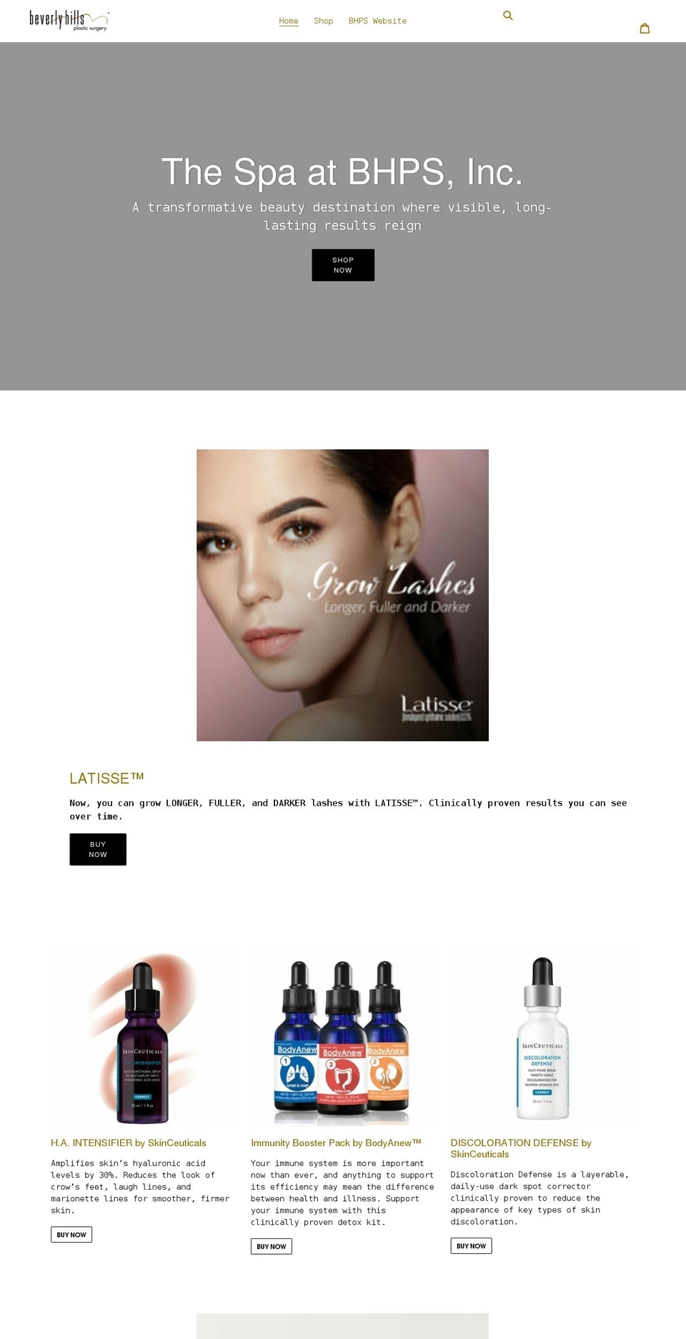 skinspa-bhps.myshopify.com shopify website screenshot