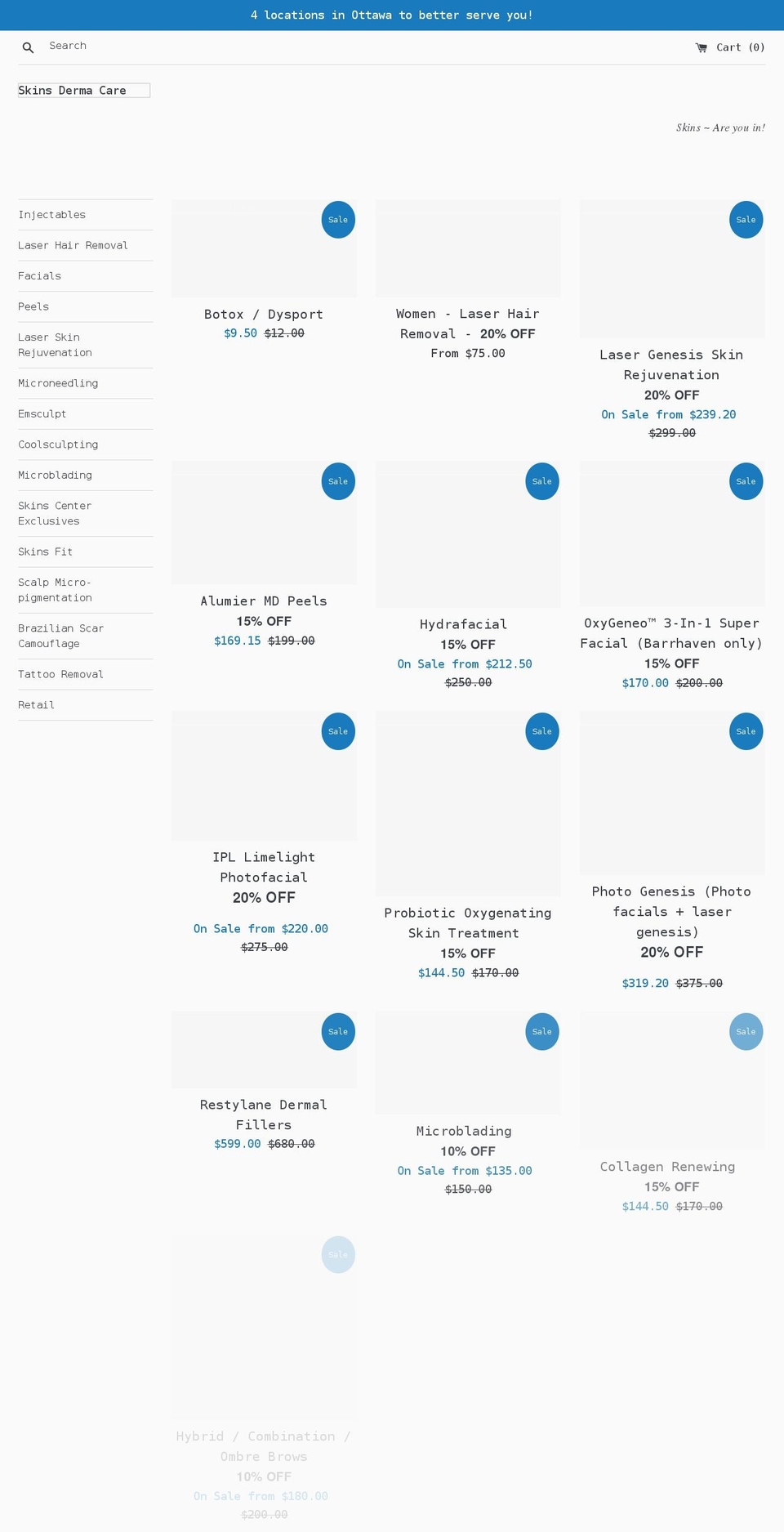 skinsstore.ca shopify website screenshot