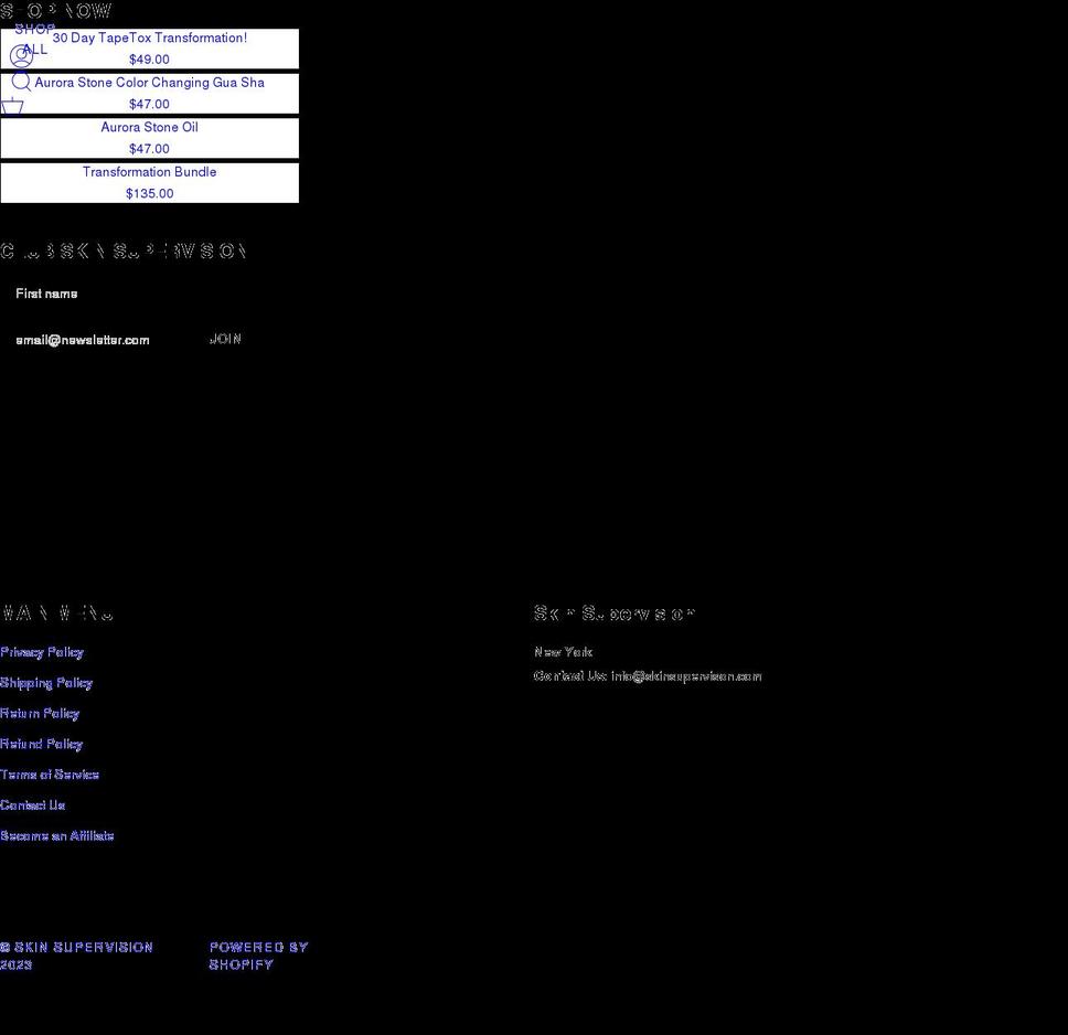 skinsupervision.com shopify website screenshot