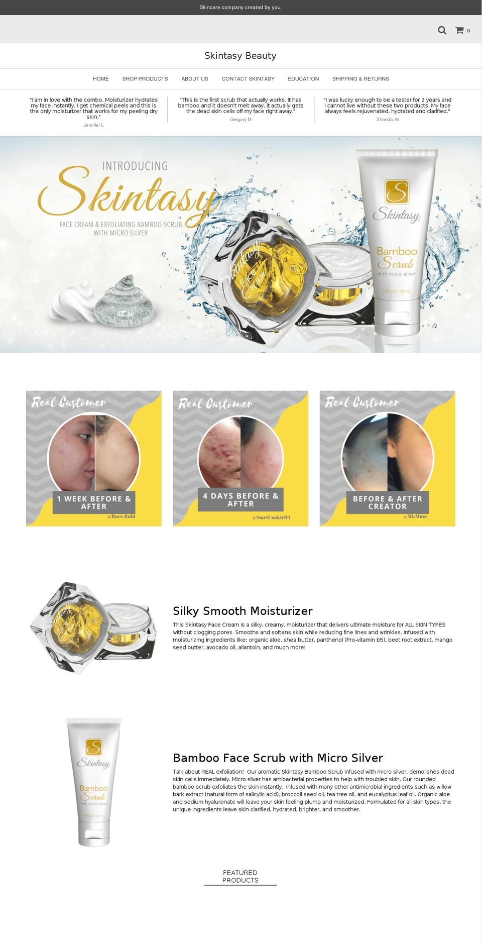 skintasybeauty.com — Shopify storefront screenshot