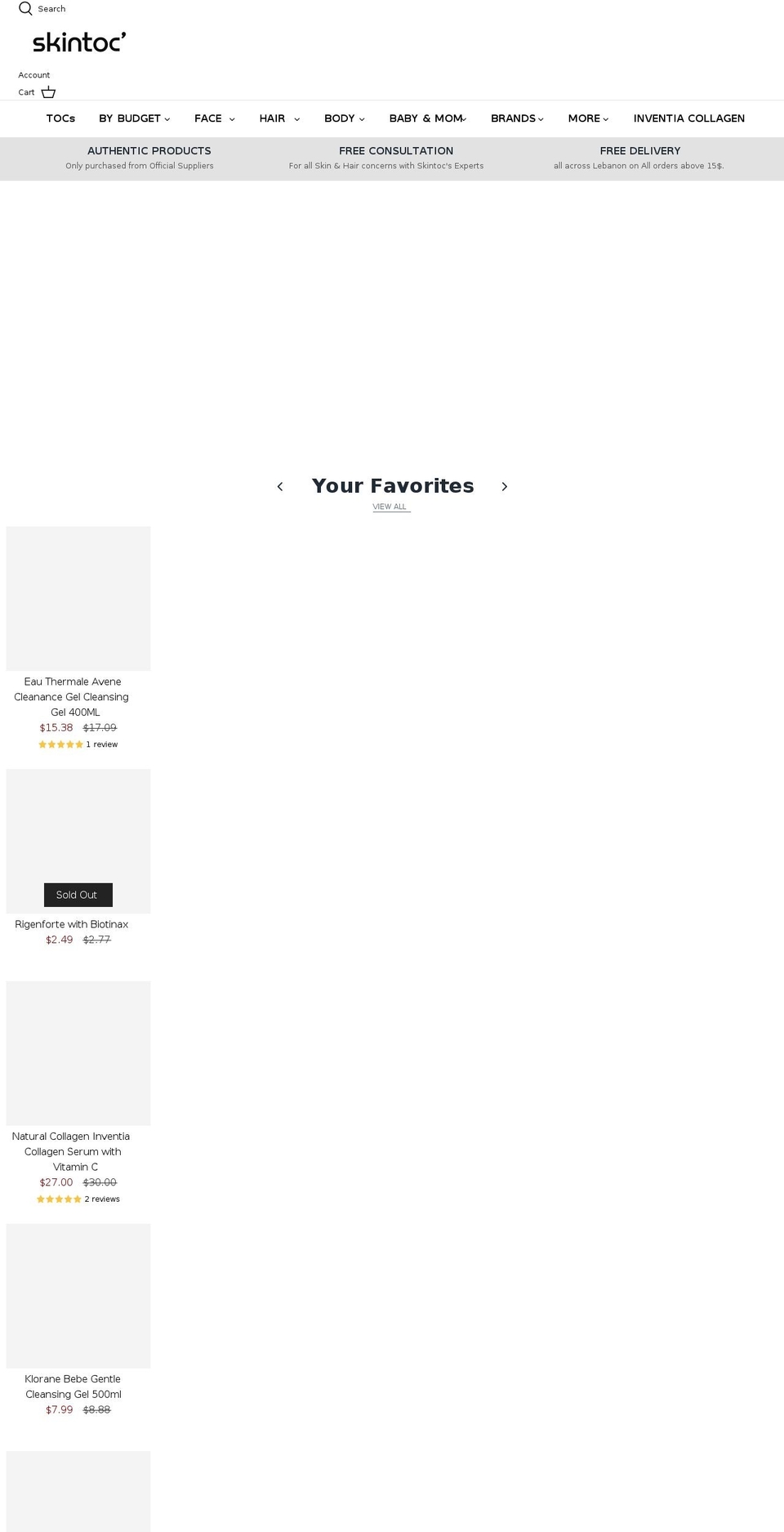 skintoc.com shopify website screenshot