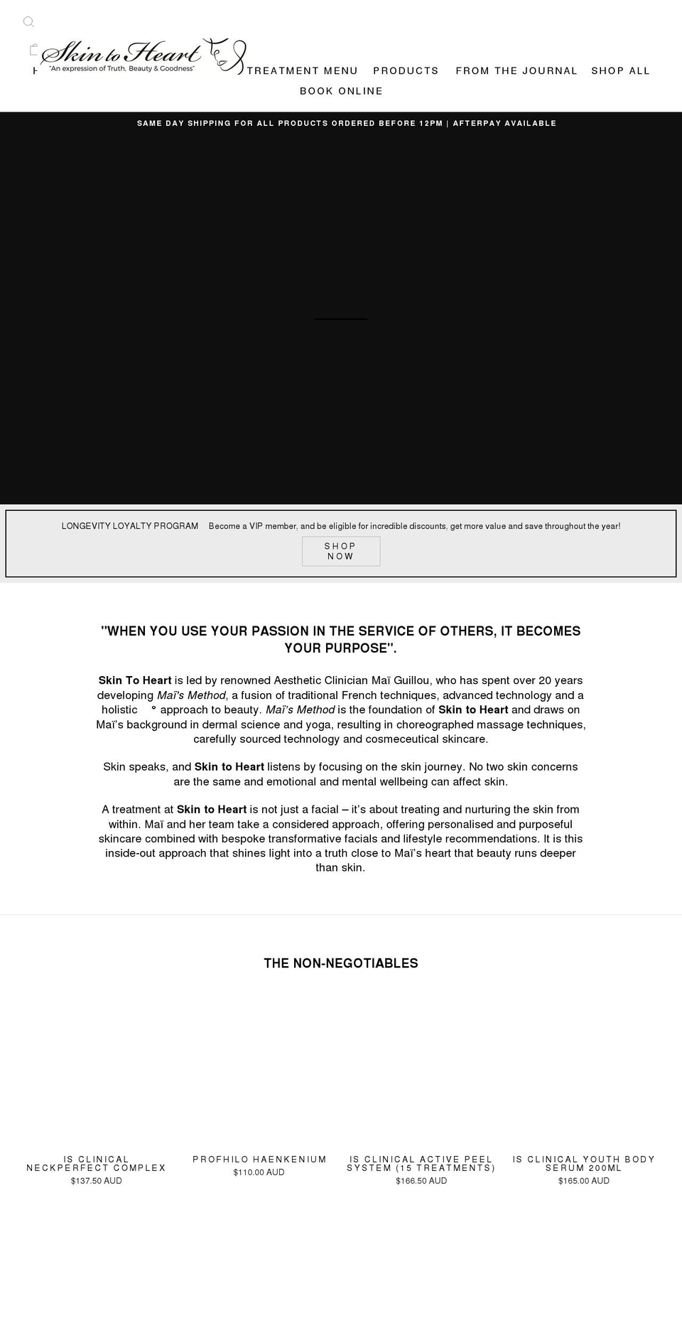 skintoheart.com shopify website screenshot