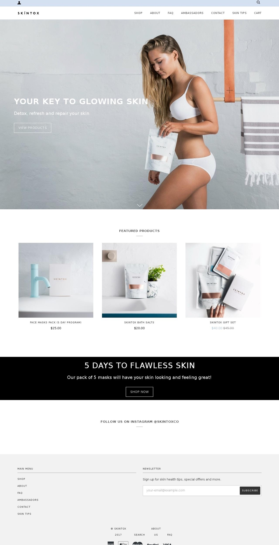 skintox.co shopify website screenshot