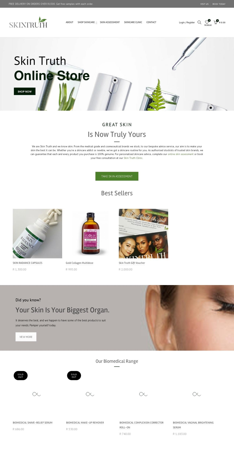 skintruthonline.co.za shopify website screenshot