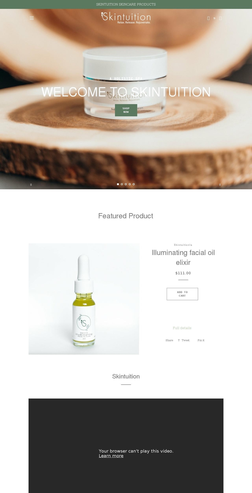 skintuitionla.myshopify.com shopify website screenshot