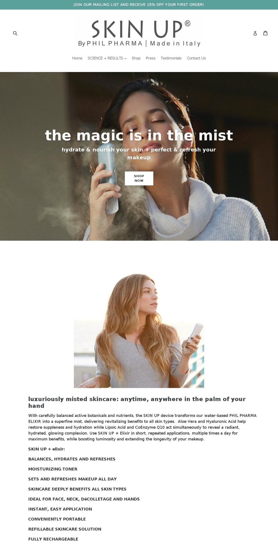 skinupusa.com — Shopify storefront screenshot