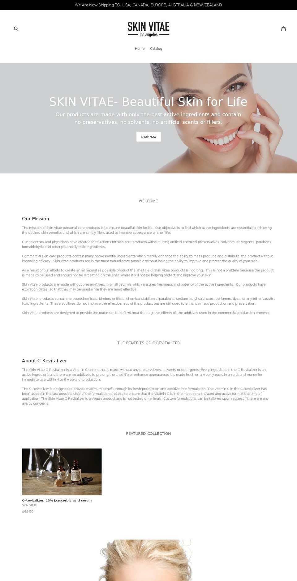 skinvitae.com shopify website screenshot