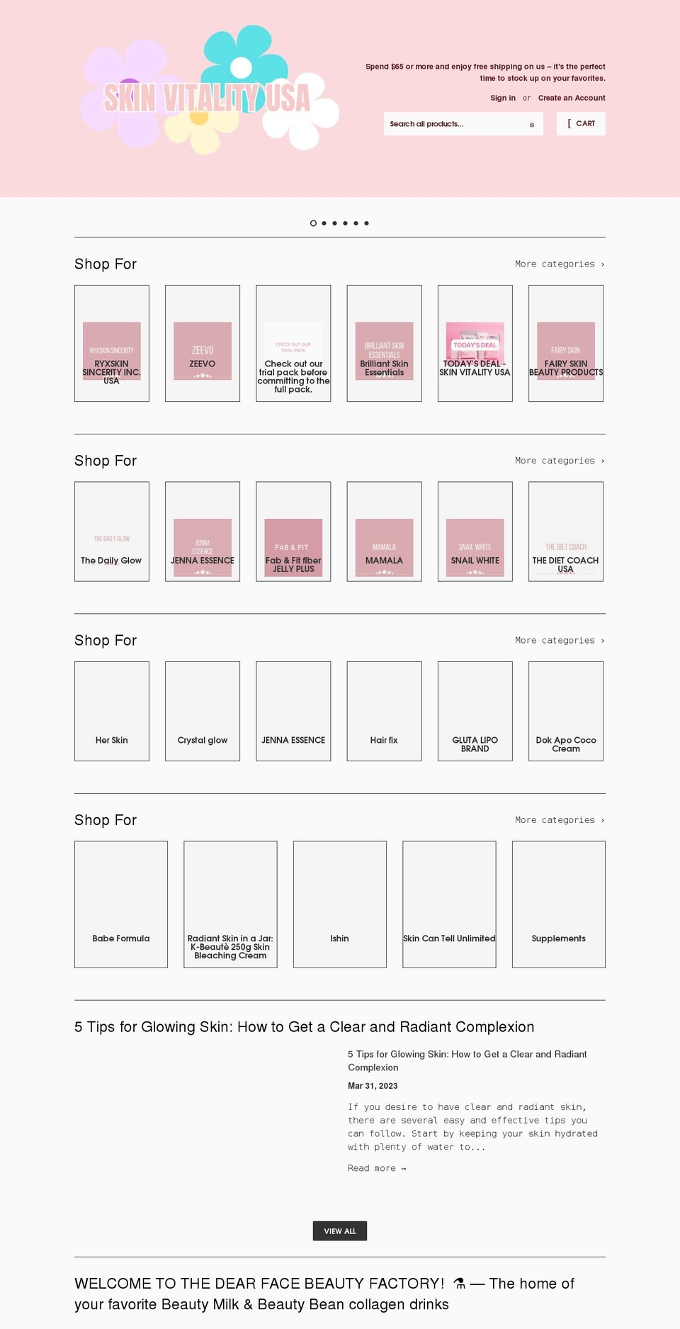 skinvitalityusa.com shopify website screenshot