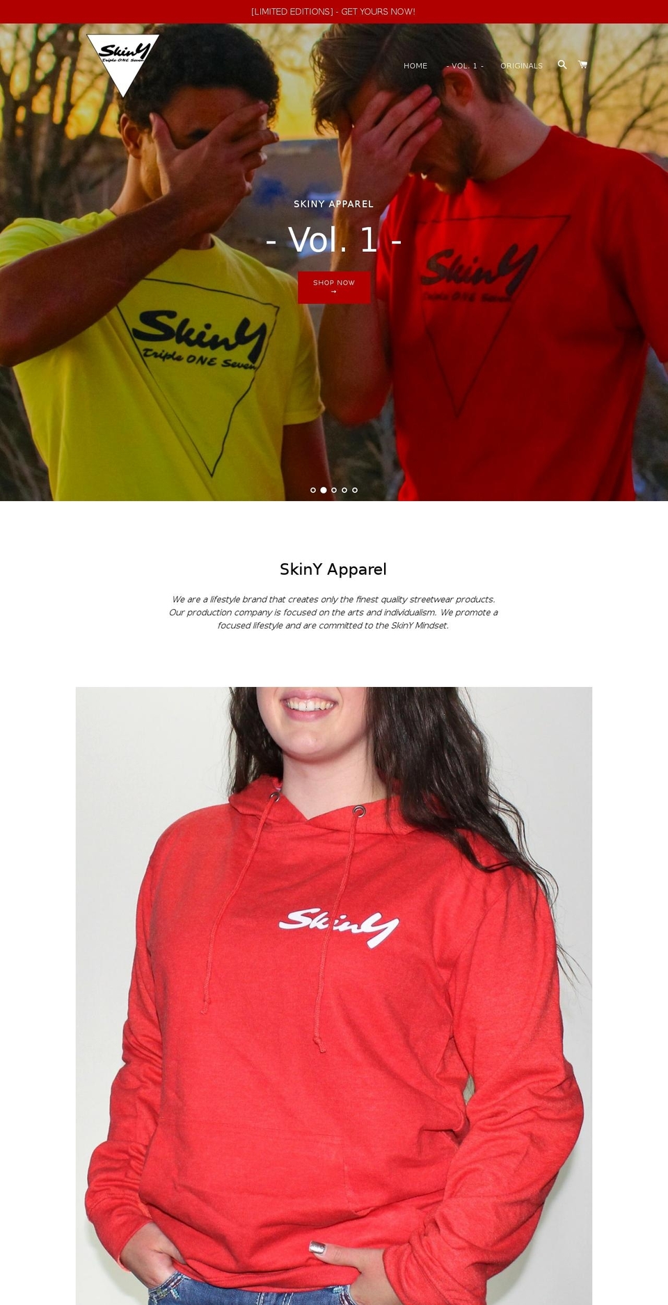 skinyapparel.myshopify.com shopify website screenshot